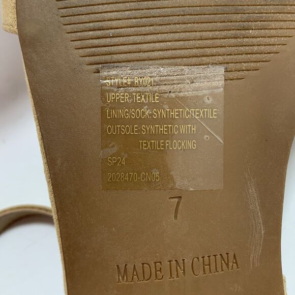 J. Crew Factory Ankle Strap Flat Tan Khaki Faux Suede Strappy Sandals Size 7 EUC - Picture 16 of 16